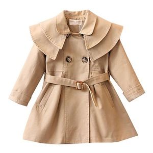 Boutique Spring Ruffle Trench Coat in Khaki